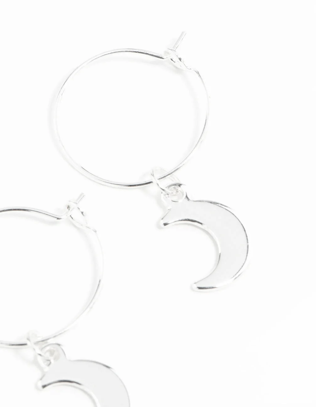 Silver 13mm Moon Hoop Earrings - Image 3