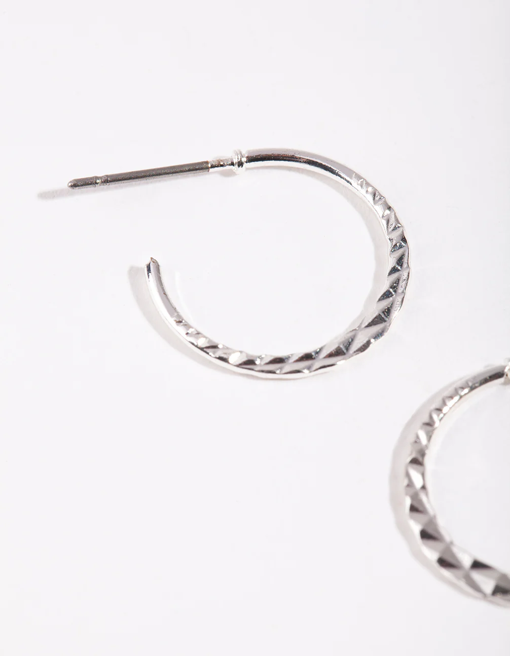 Silver 16MM Beaded Hoop Earrings - Image 2