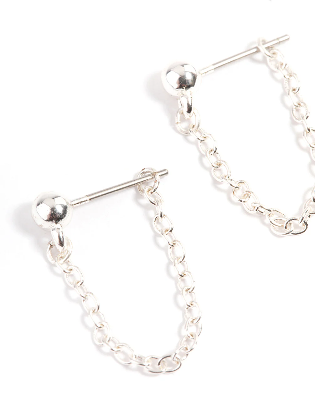 Silver Ball & Chain Jacket Earrings - Image 2