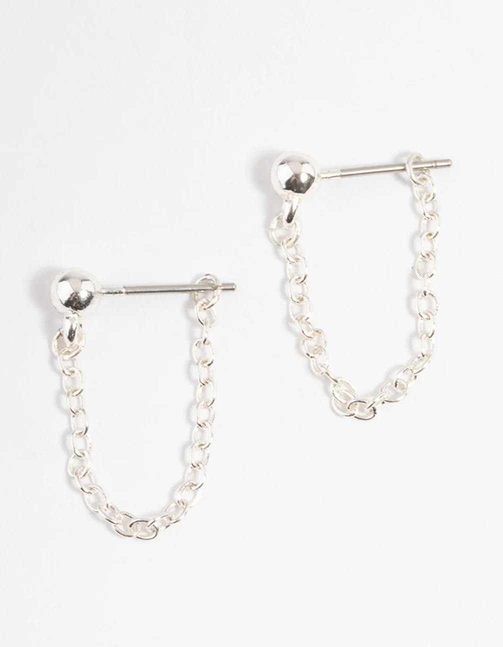 Silver Ball & Chain Jacket Earrings - Image 3