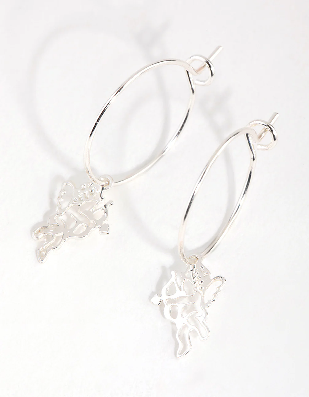 Silver Cherub Huggie Earrings