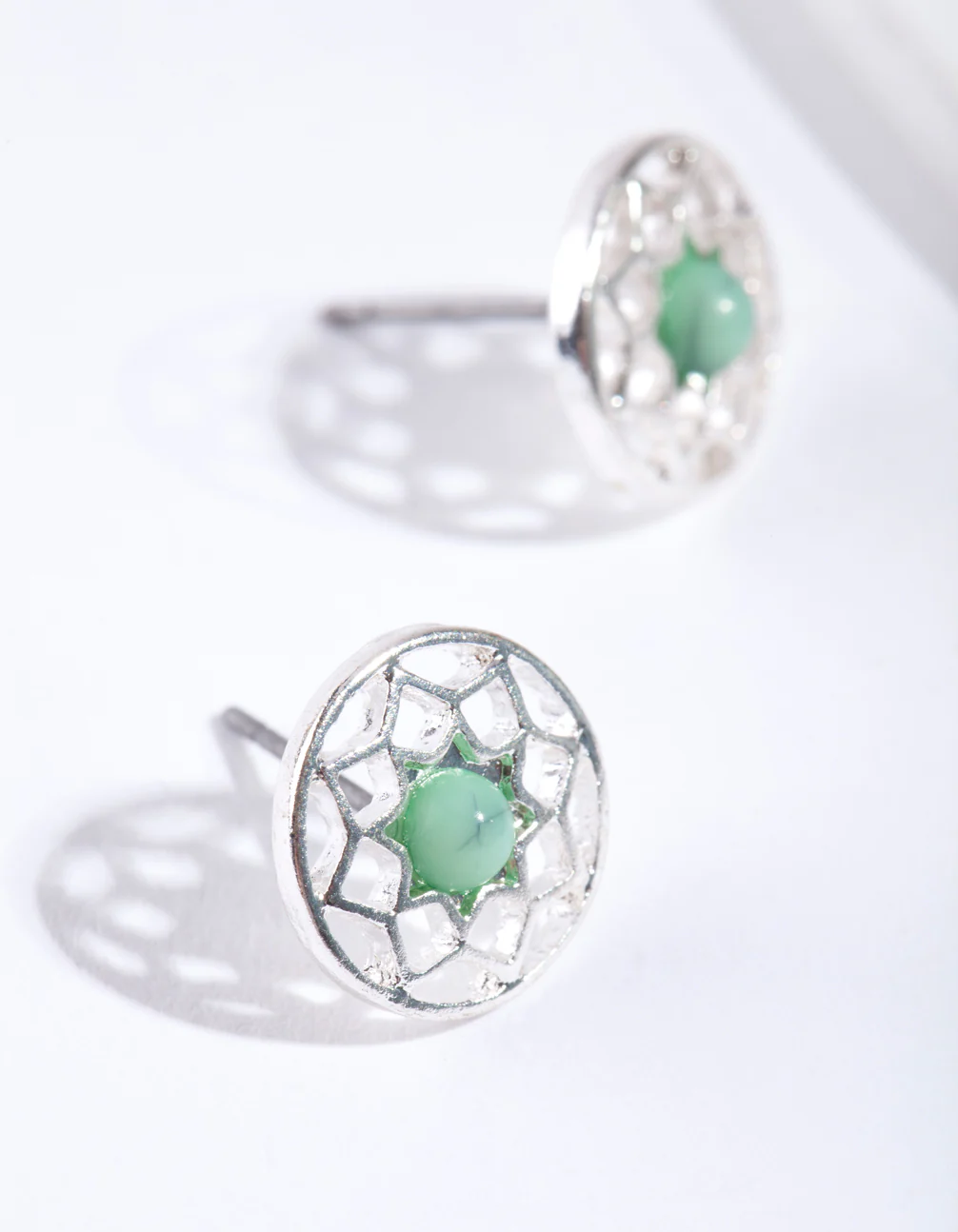 Silver Blue Dream Catcher Stud Earrings - Image 2