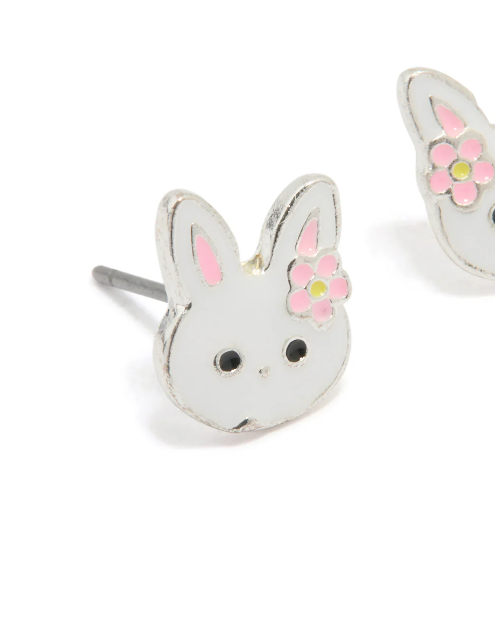 Silver Cute Bunny Stud Earrings - Image 4