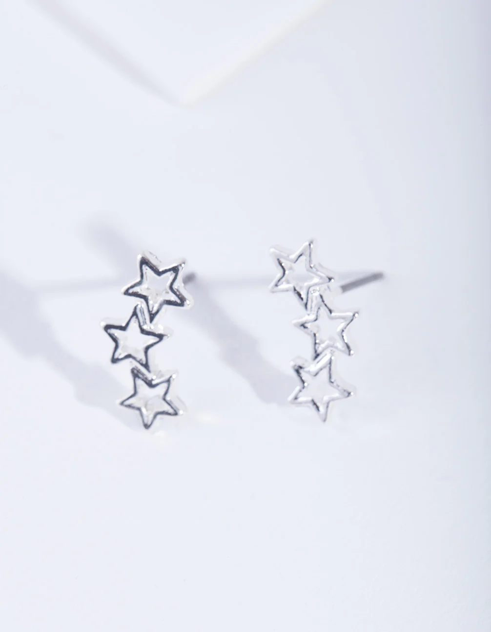 Silver Starline Cut Out Stud Earrings - Image 2