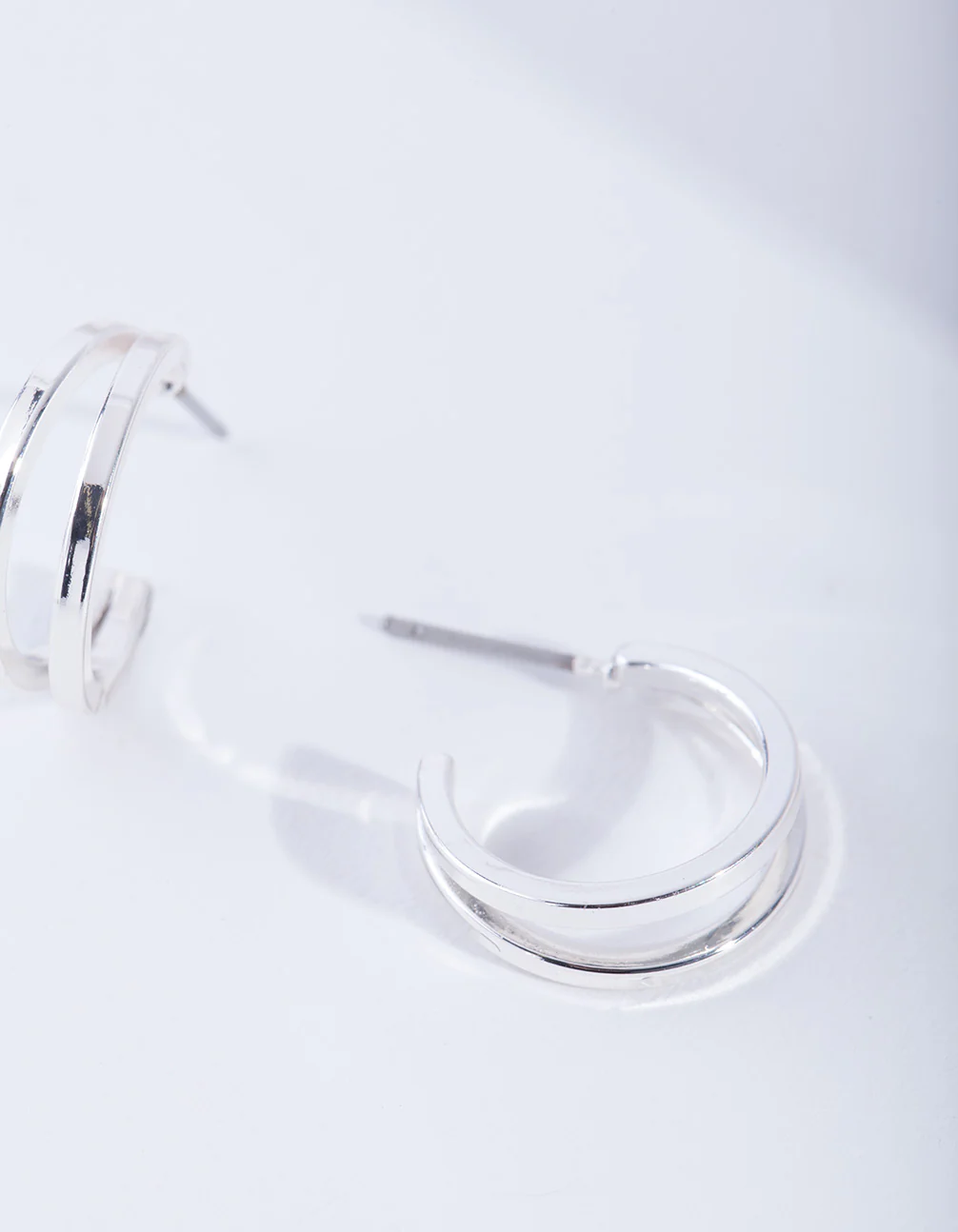 Silver Double Hoop Earrings - Image 2