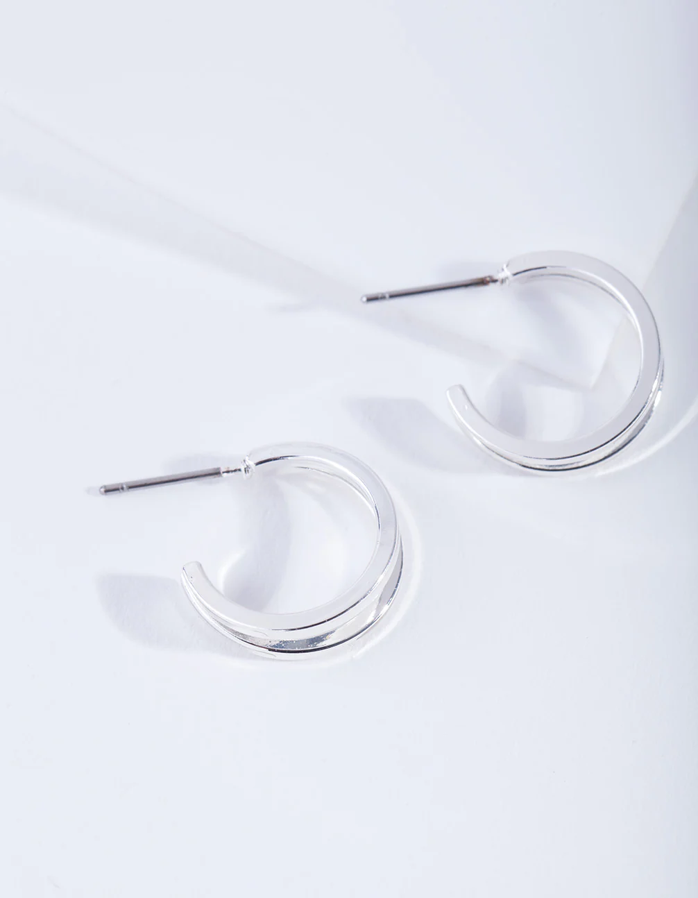 Silver Double Hoop Earrings - Image 3