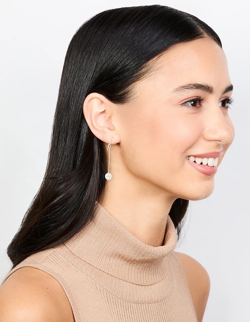 Fine Silver Pin & Pearl Drop Earrings - Image 3