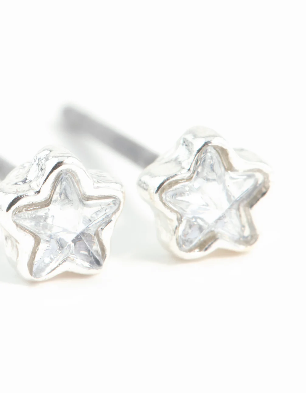 Silver Micro Star Stud Diamante Earrings - Image 5