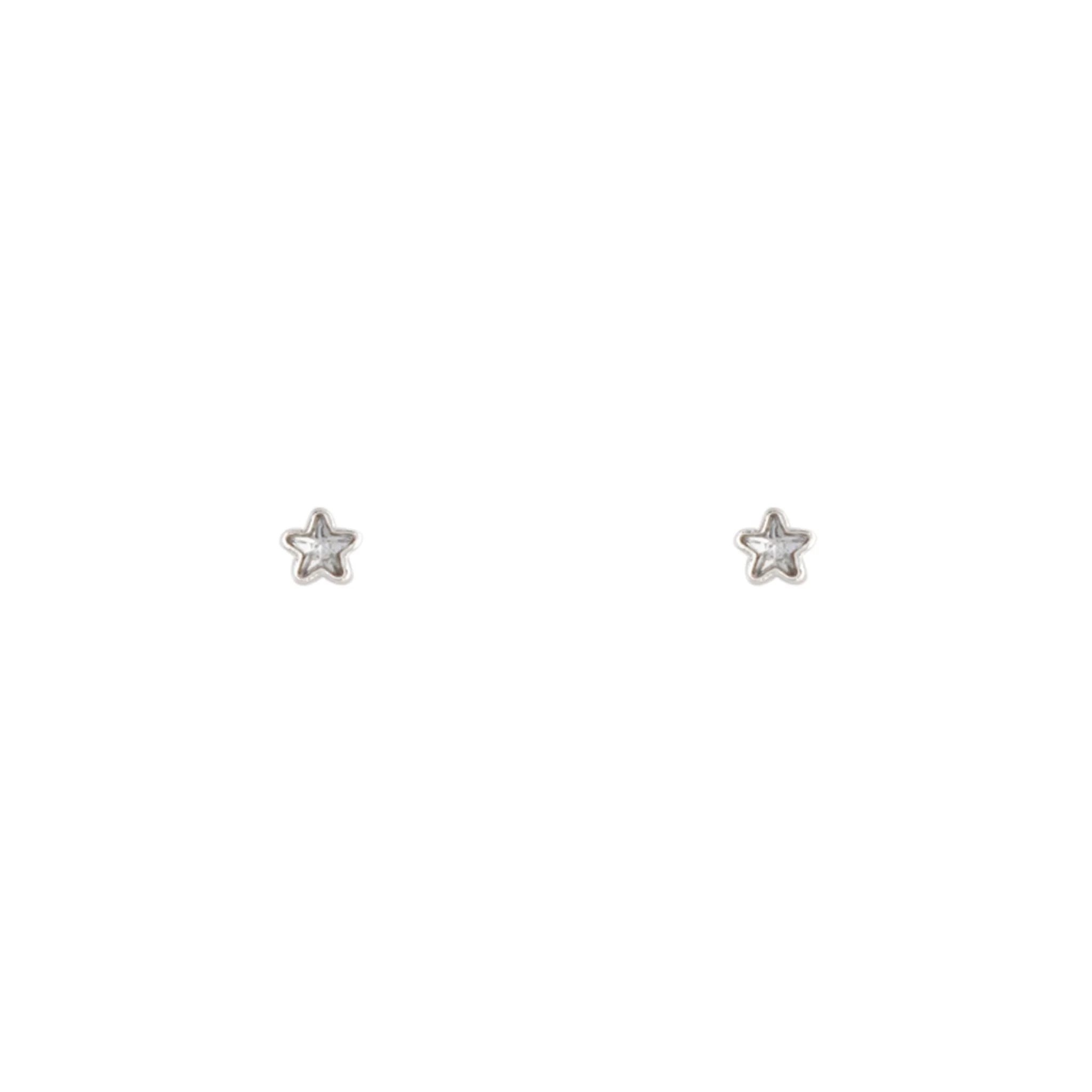 Silver Micro Star Stud Diamante Earrings - Image 6