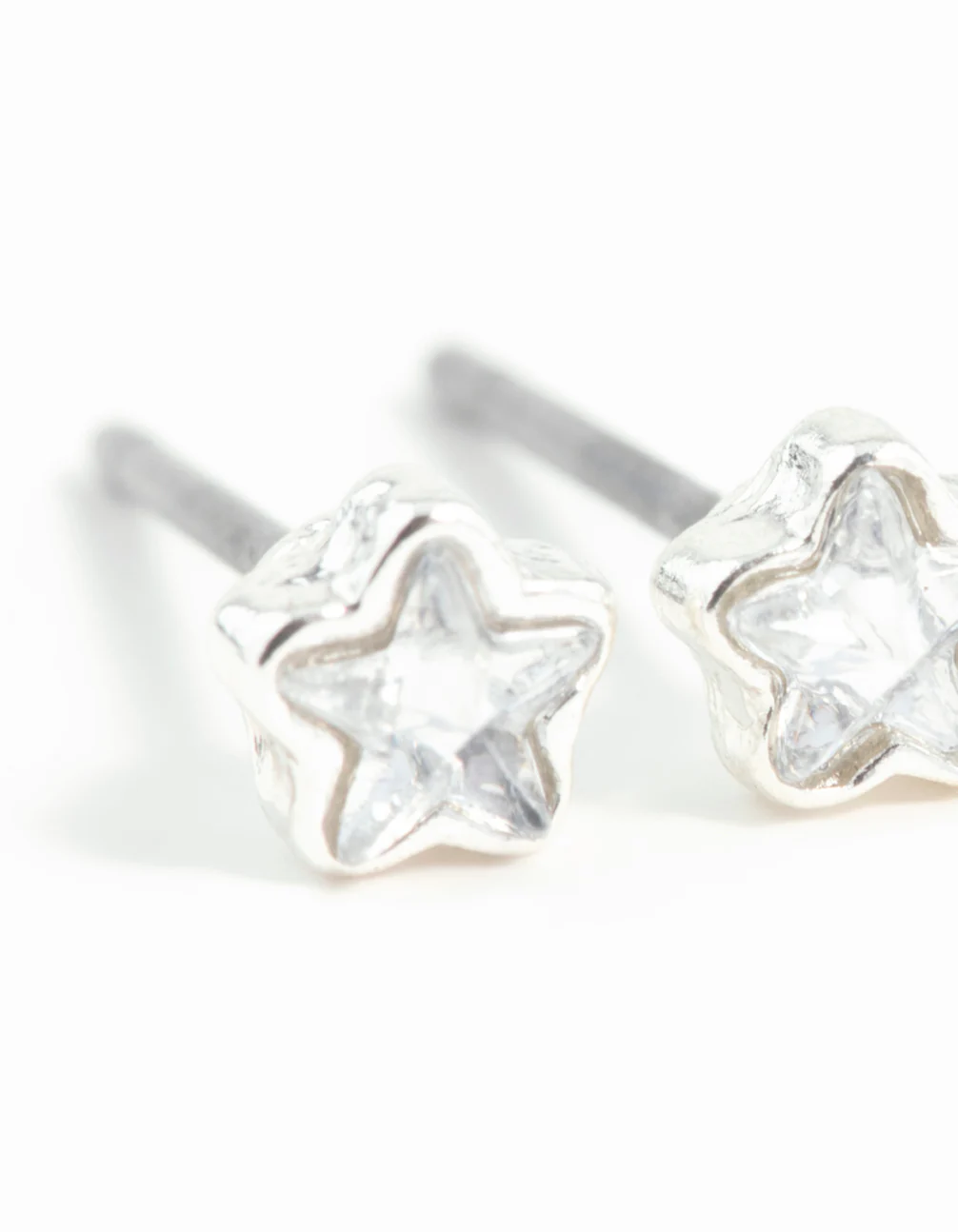 Silver Micro Star Stud Diamante Earrings - Image 7