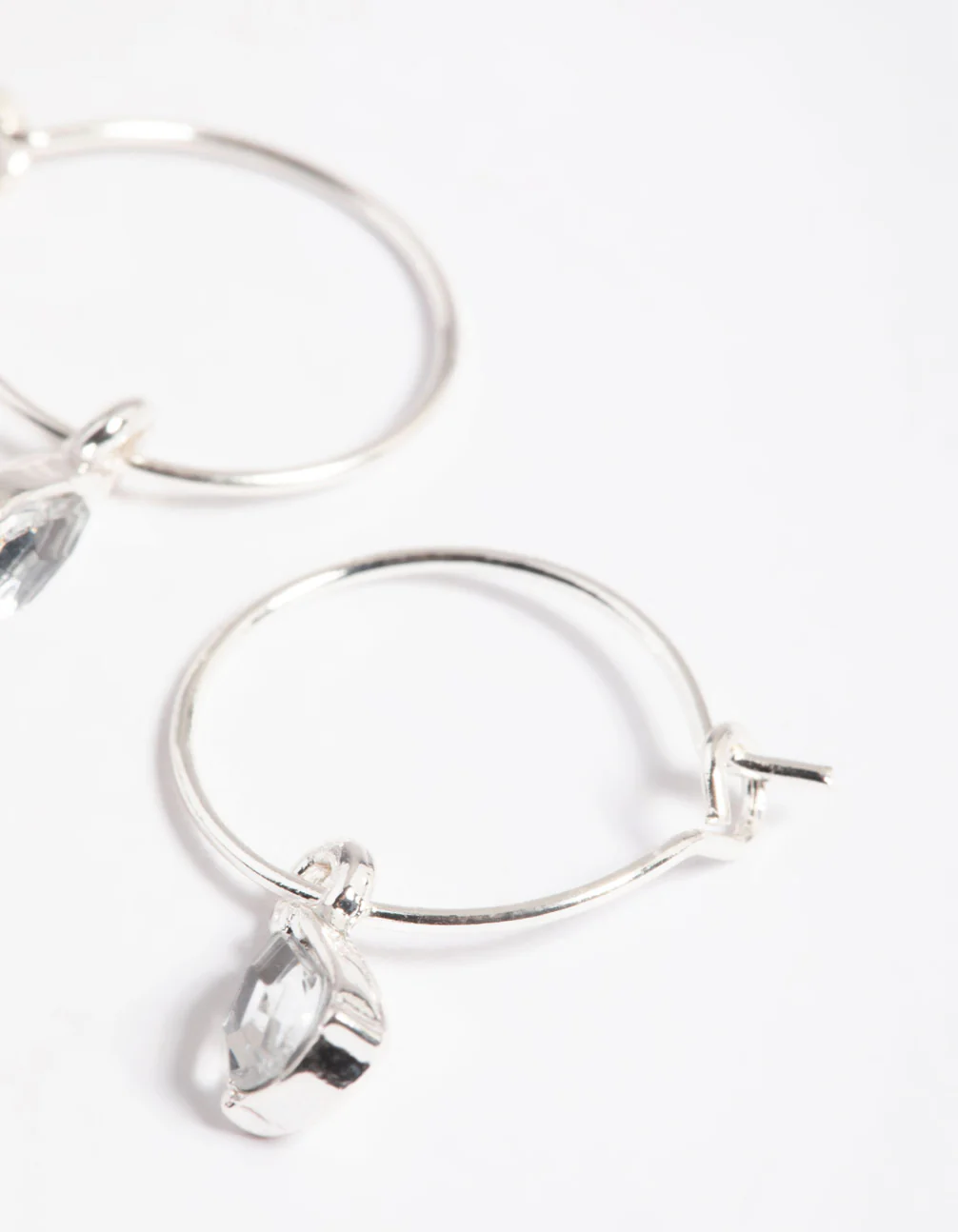 Silver Pear Drop Hoop Earrings - Image 3
