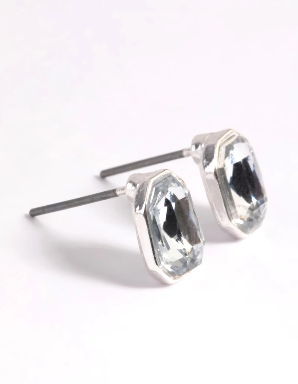 Silver Diamante Radiant Stud Earrings - Image 2
