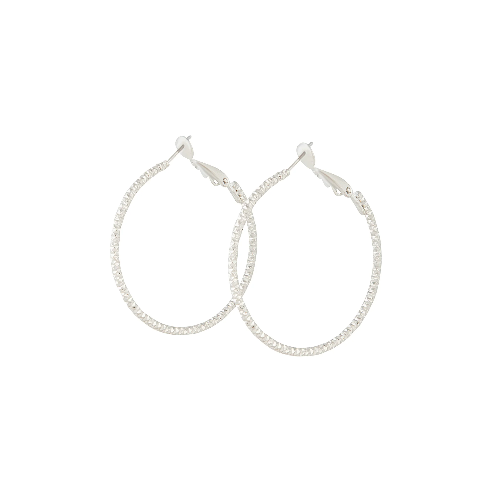 Classic Silver Round Hoop Earrings - Image 2