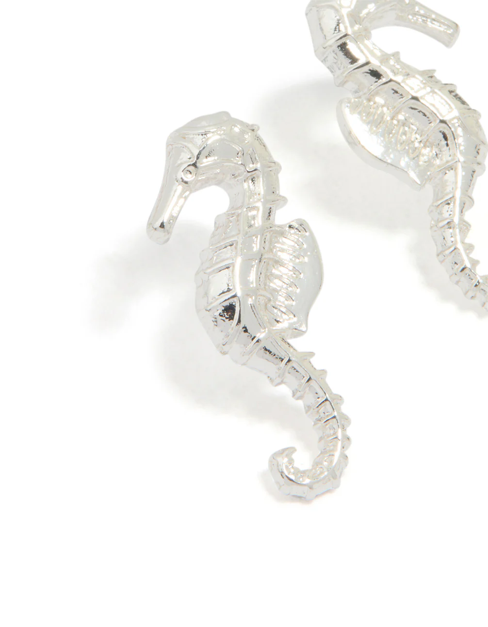Silver Seahorse Stud Earrings - Image 2