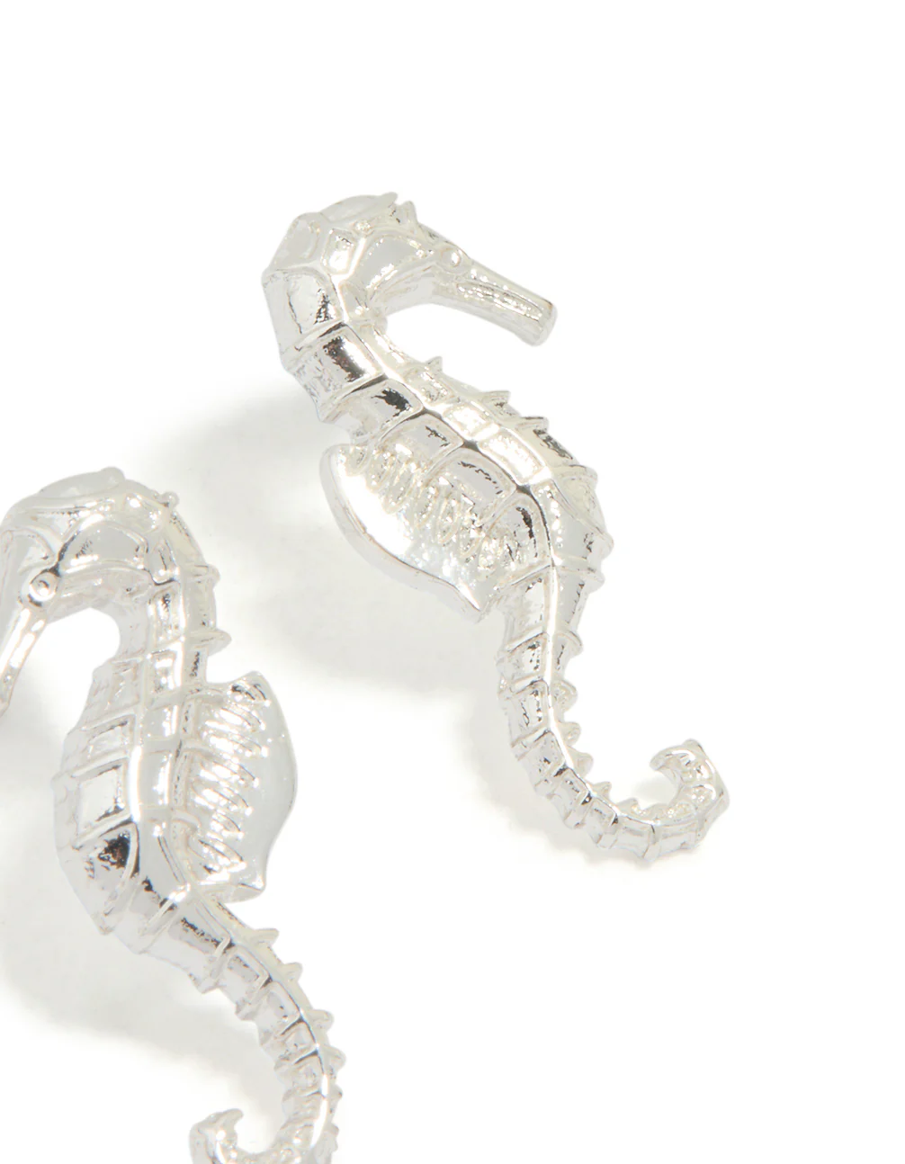Silver Seahorse Stud Earrings - Image 3