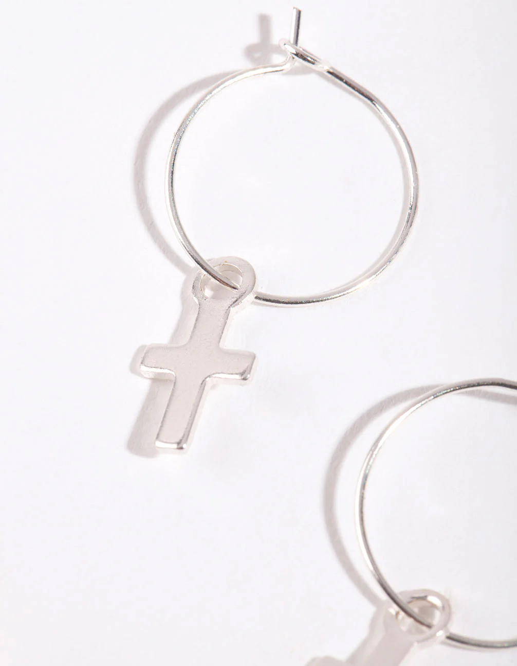 Silver Cross Hoop Earrings - Image 2