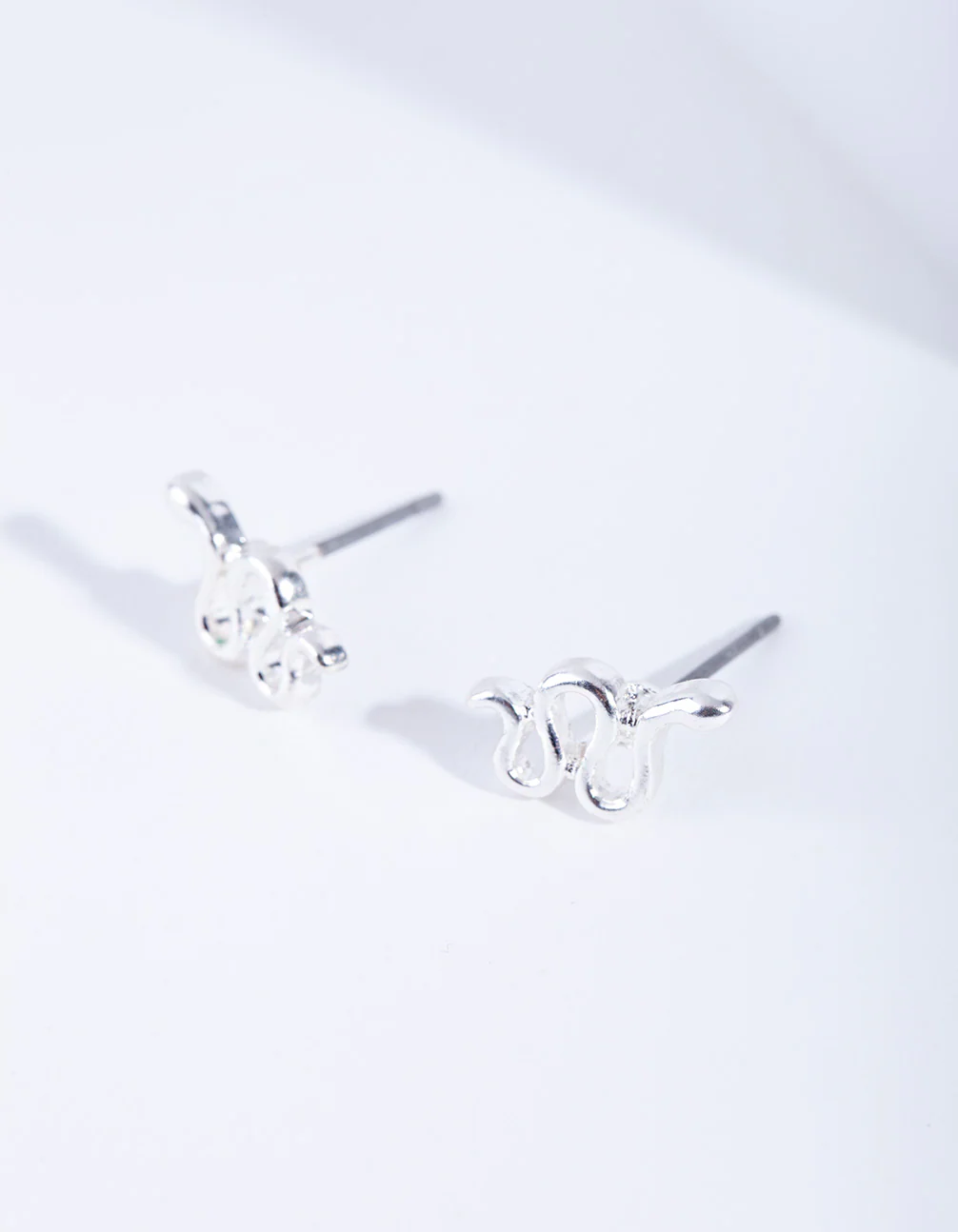 Silver Snake Stud Earrings - Image 2