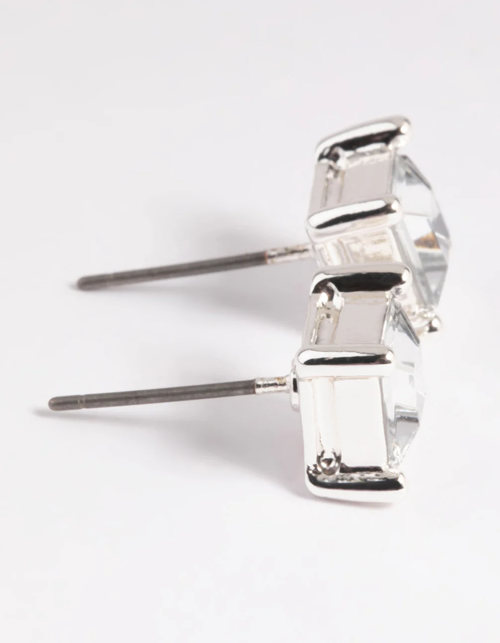 Silver Diamante Square Stud Earrings - Image 4