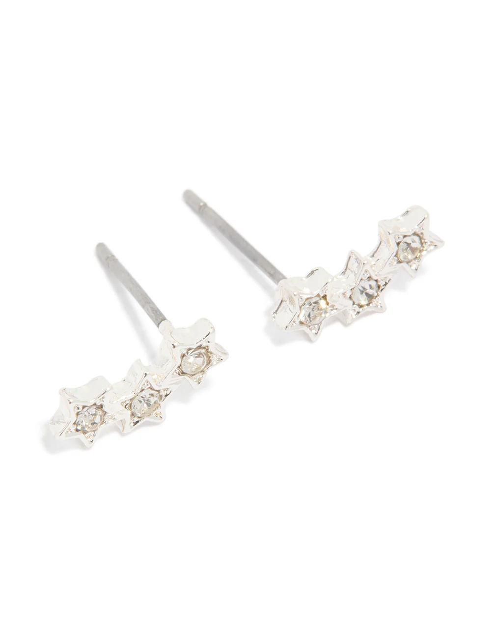 Silver Star Crawler Stud Earrings - Image 2