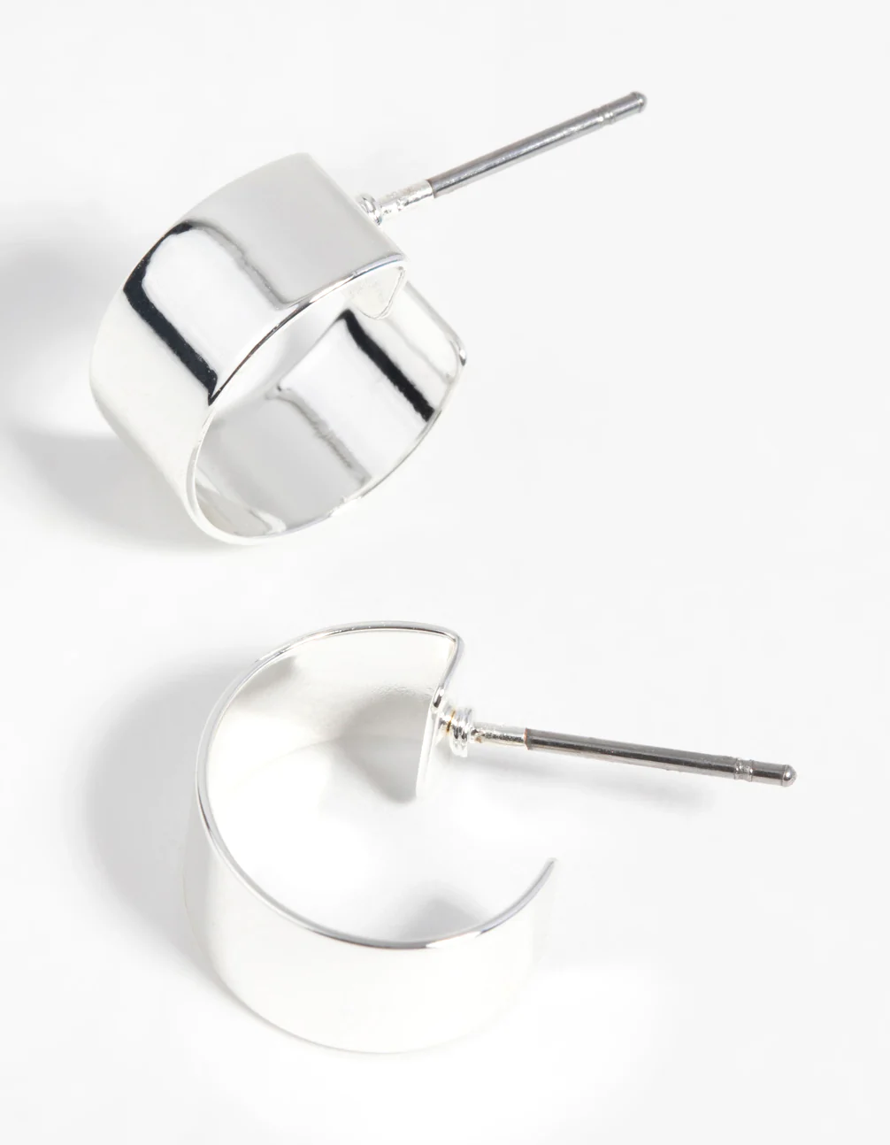 Silver Thick Hoop Earrings - Image 2