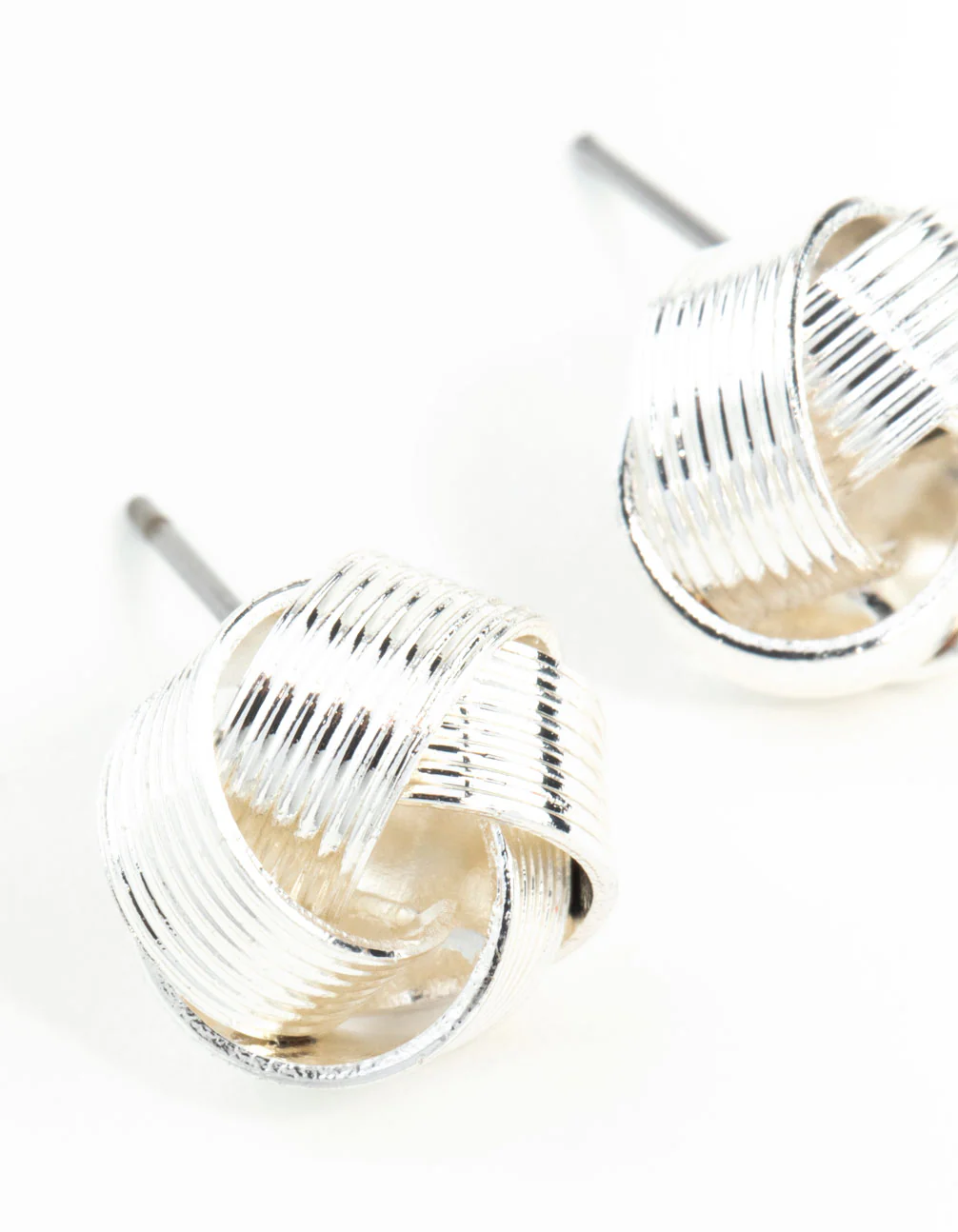 Silver Knot Textured Earrings - Image 2