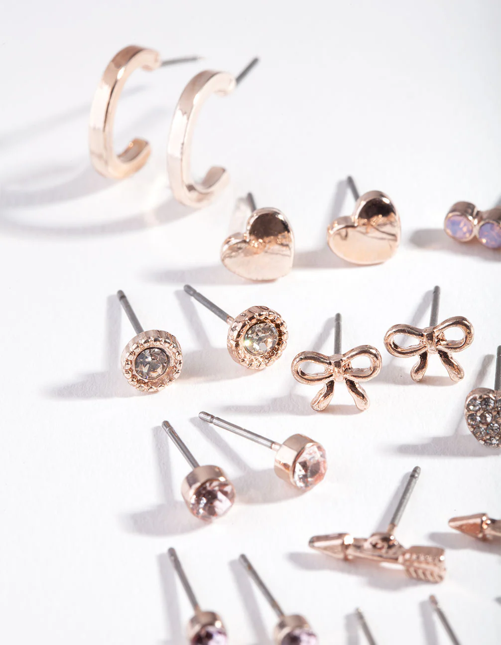 Rose Gold Bow Diamante Earring 12-Pack - Image 2