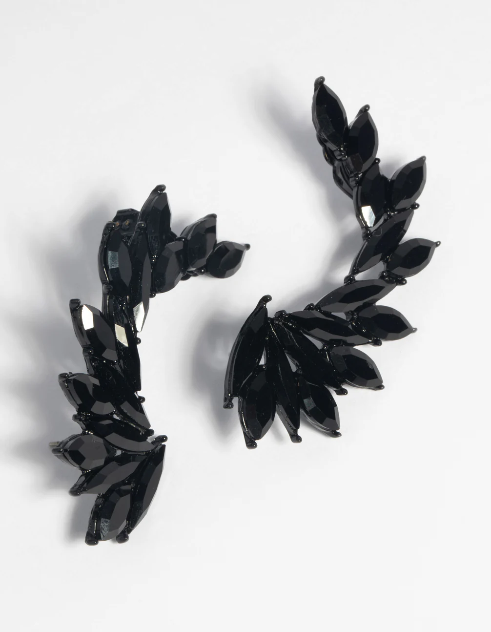 Matte Black Marquise Cuff Earrings - Image 2