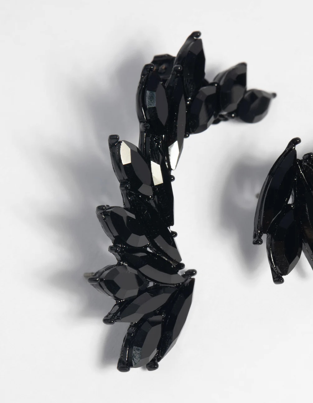 Matte Black Marquise Cuff Earrings - Image 3