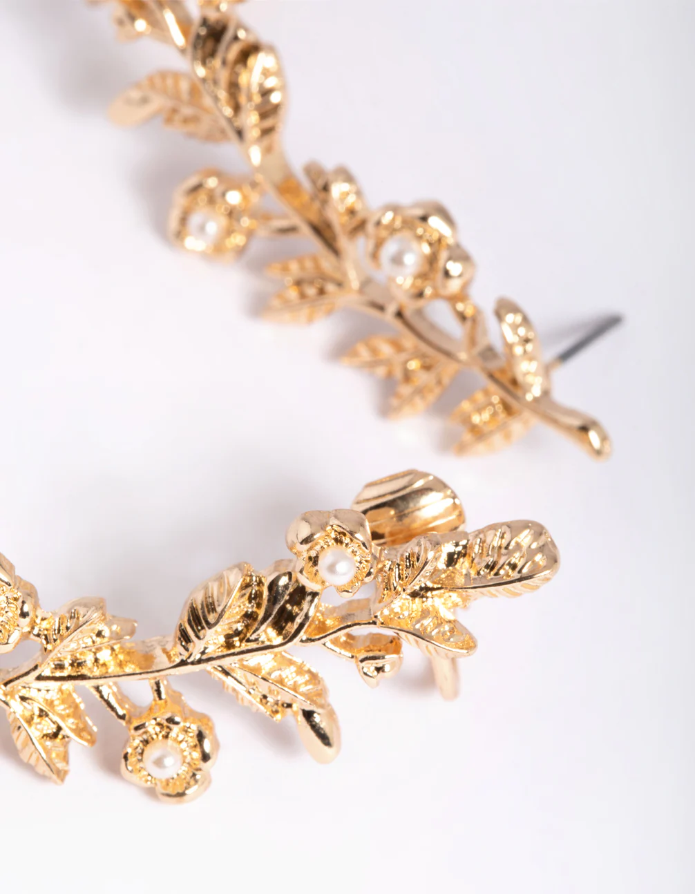 Gold Floral Branch Cuff Earrings - Image 4