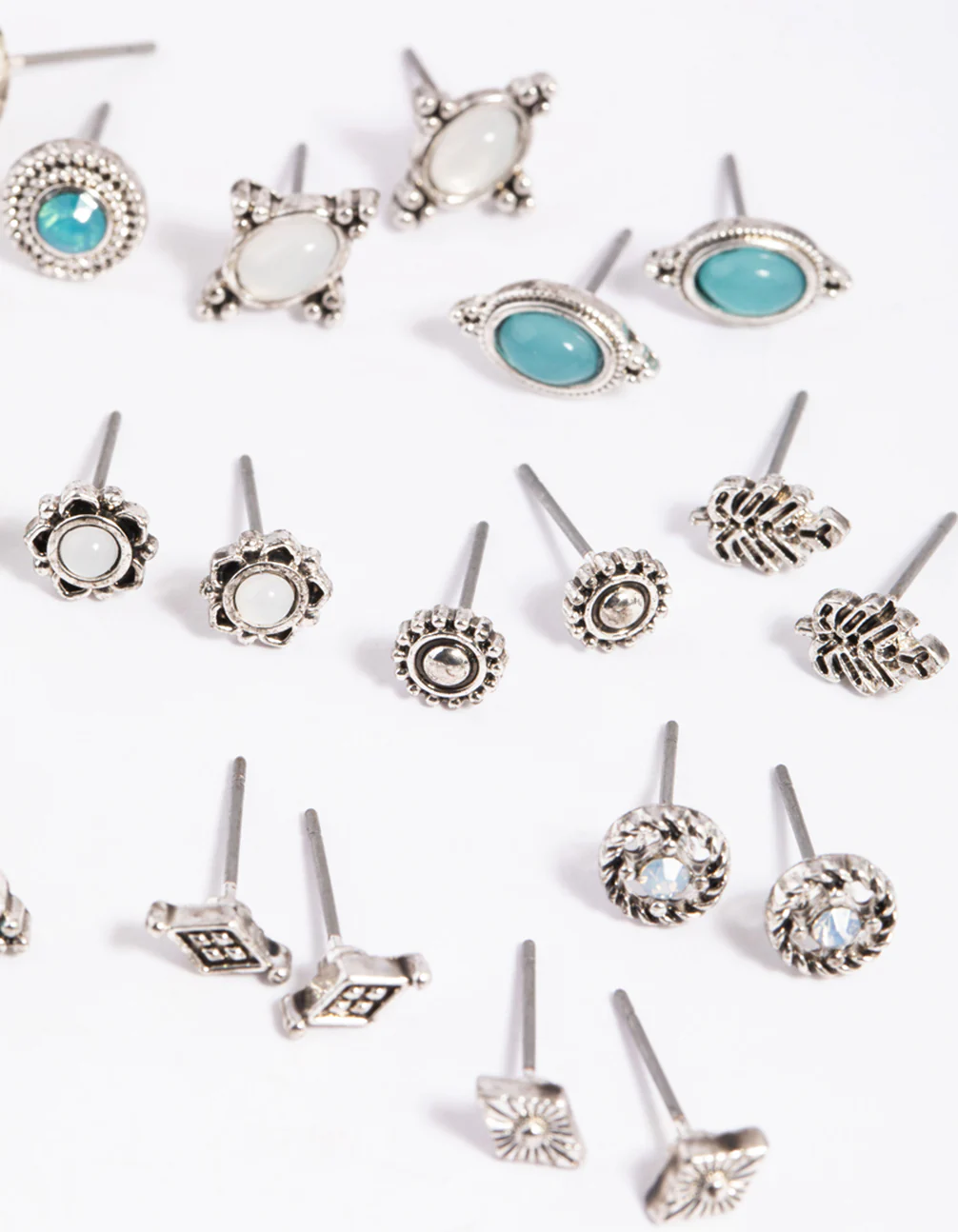 Antique Silver Moon Stud Earring 12-Pack - Image 2