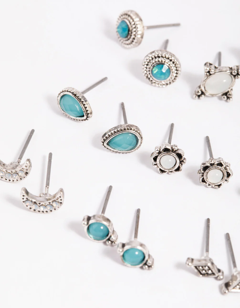 Antique Silver Moon Stud Earring 12-Pack - Image 3