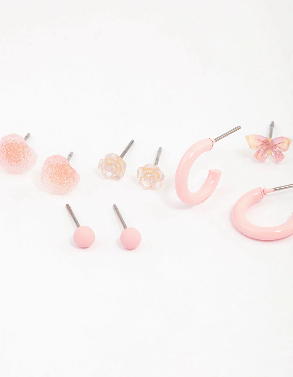 Pink Heart Flower & Butterfly Earrings 8-Pack - Image 2