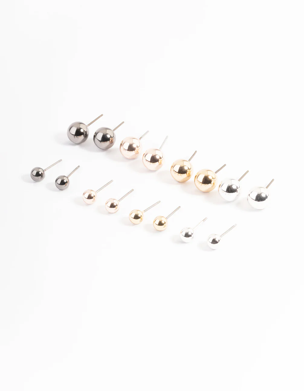 Mixed Metal Basic Ball Stud Earrings 8-Pack