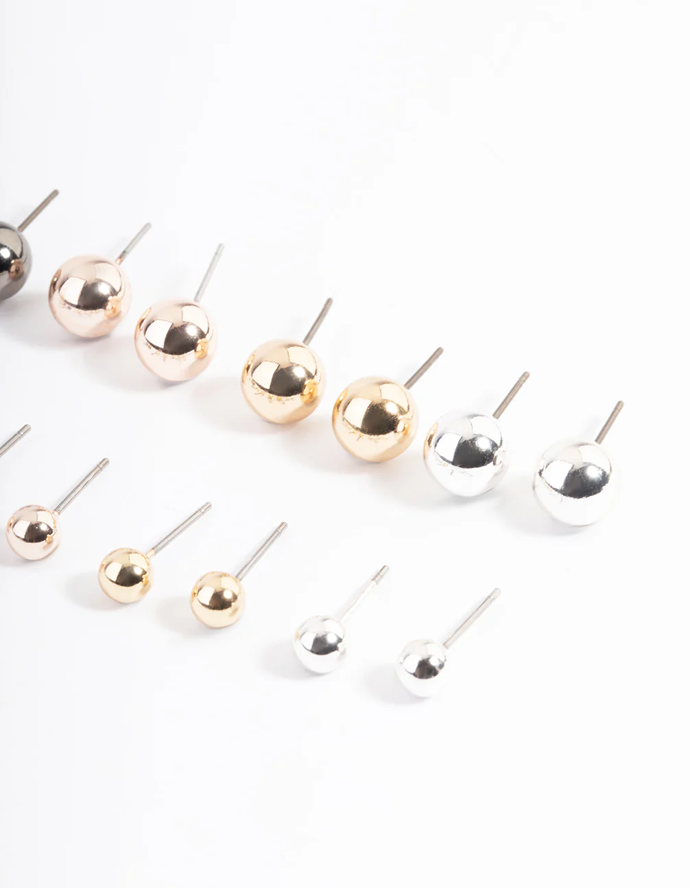 Mixed Metal Basic Ball Stud Earrings 8-Pack - Image 3