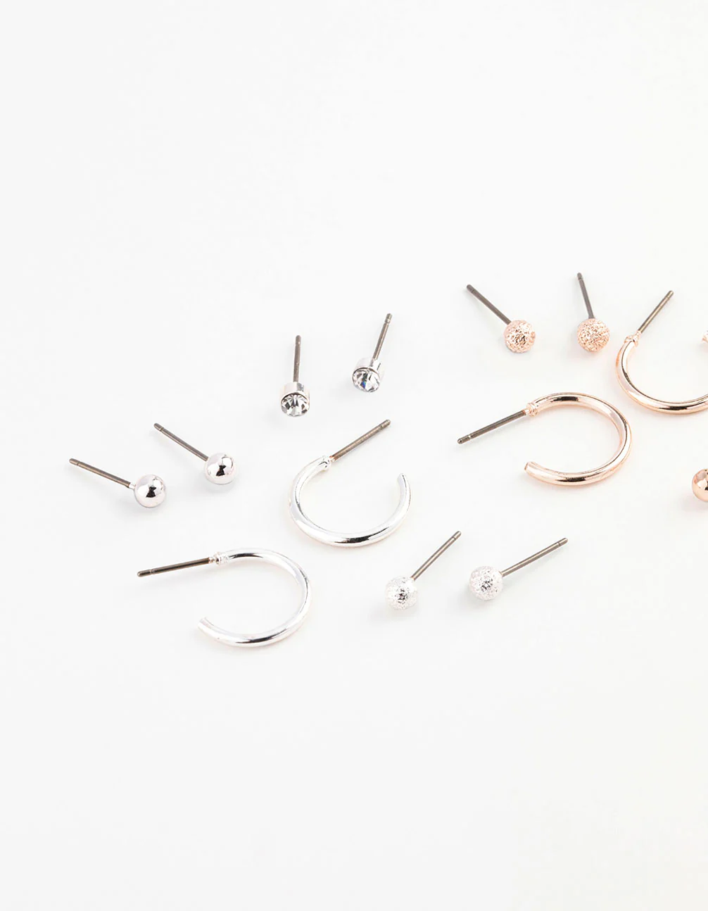 Mixed Metal Sandblast Stud & Hoop Earring 12-Pack - Image 2
