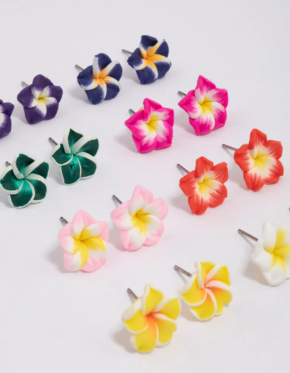 Bright  Frangipani Stud Earrings 8-Pack - Image 2
