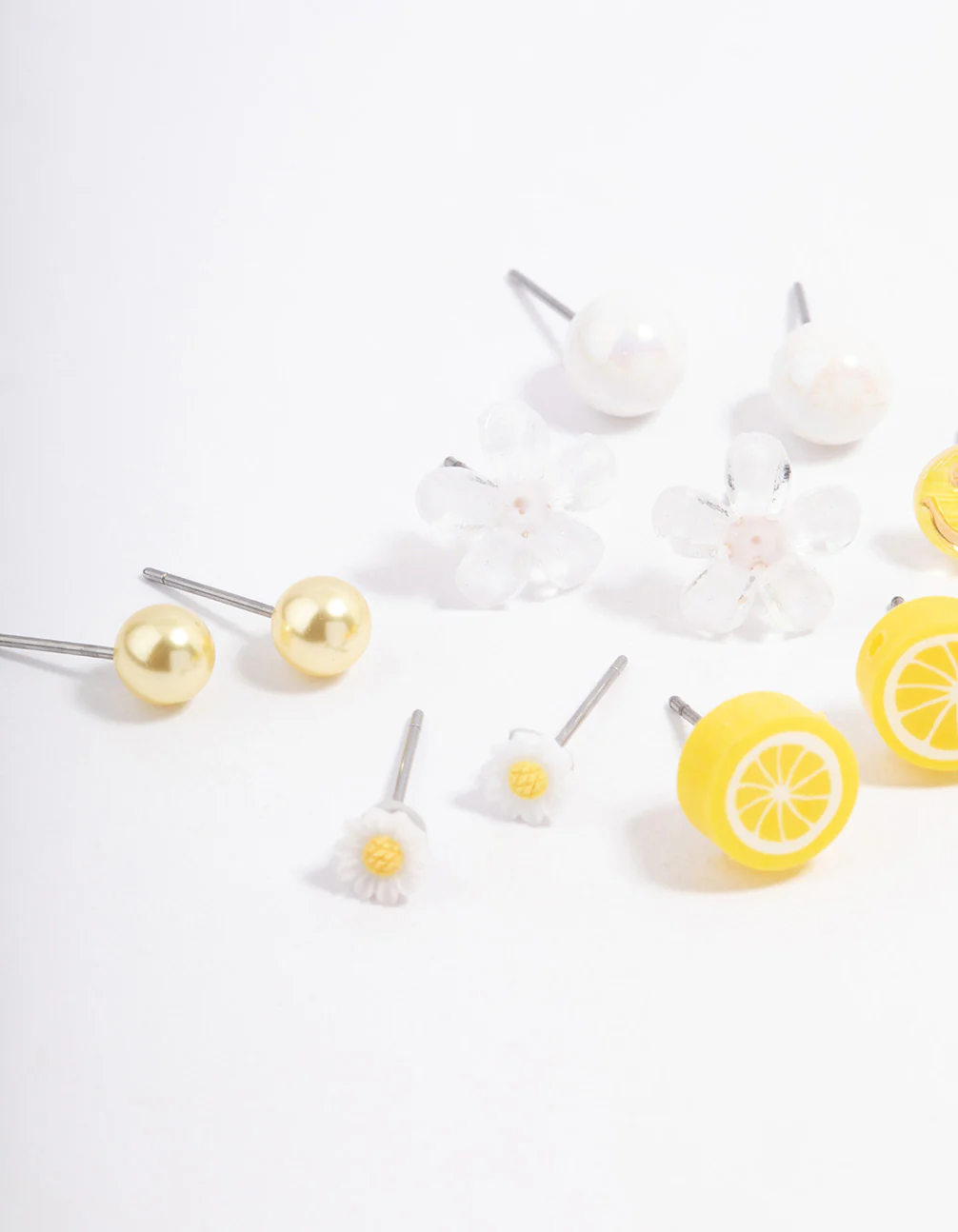 Yellow Smile Floral Stud Earrings 8-Pack - Image 2