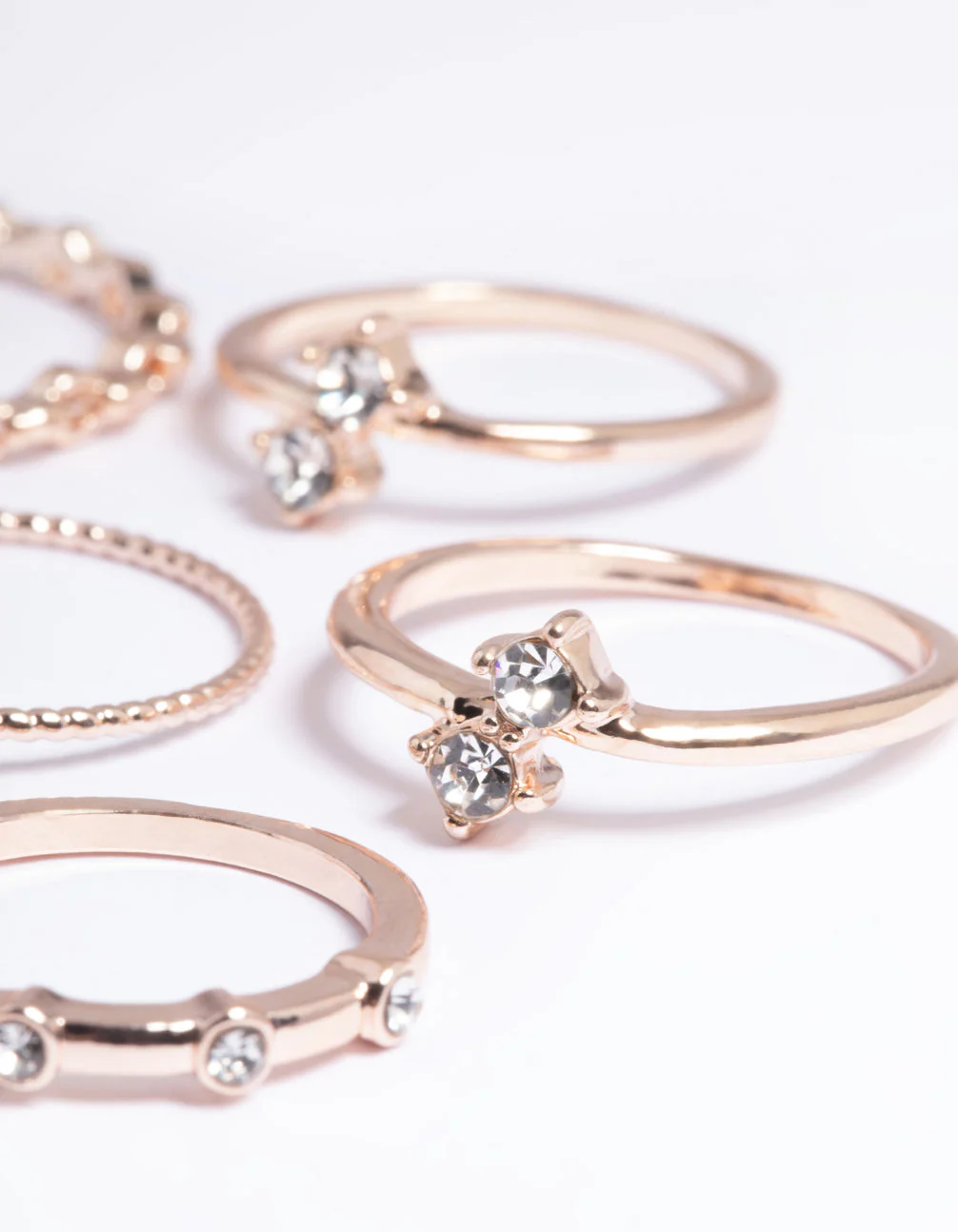 Rose Gold Crystal Chain Ring Pack - Image 3