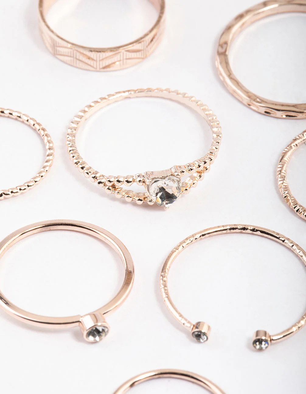 Rose Gold Dainty Heart Ring Pack - Image 2
