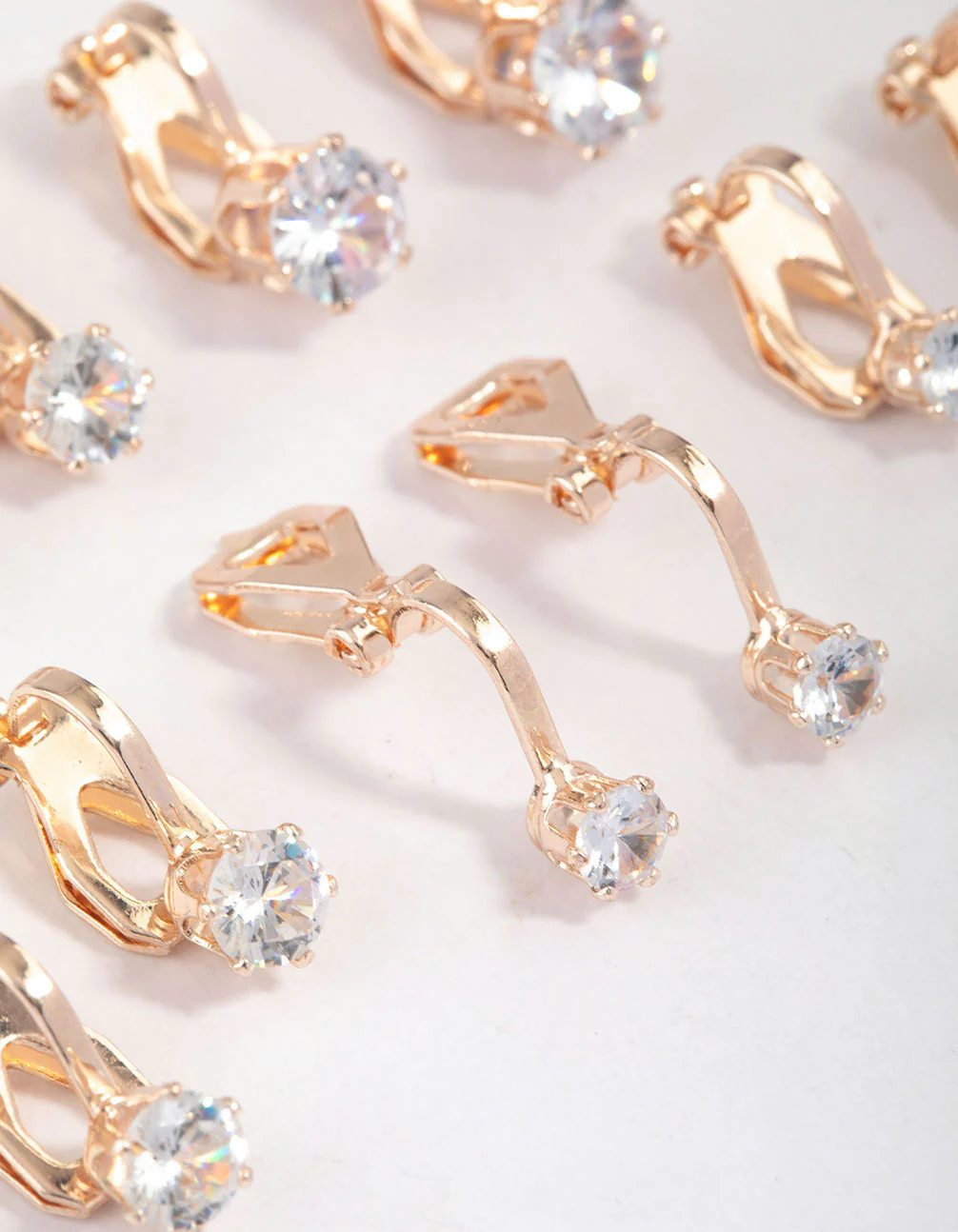 Rose Gold Graduating Diamante Clip On Earrings 5-Pack - Image 2