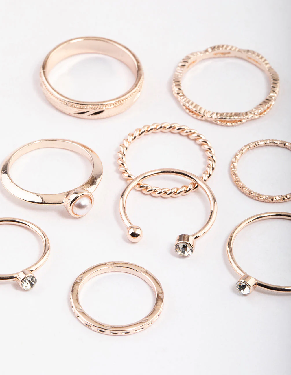 Rose Gold Open Pearl & Stone Ring Pack - Image 2