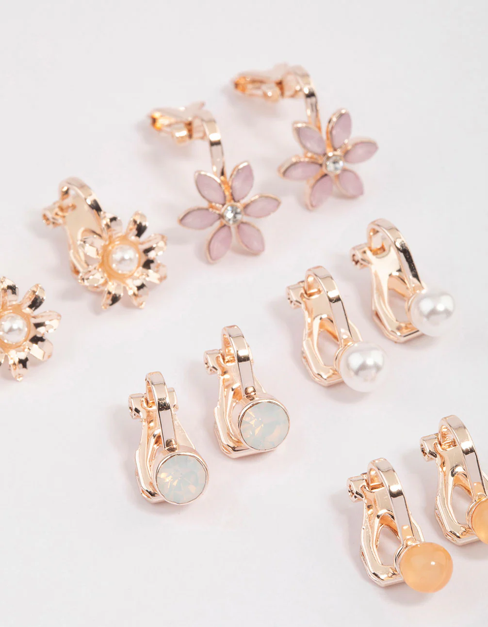 Rose Gold Pretty Garden Clip On Earrings 5-Pack - Image 2