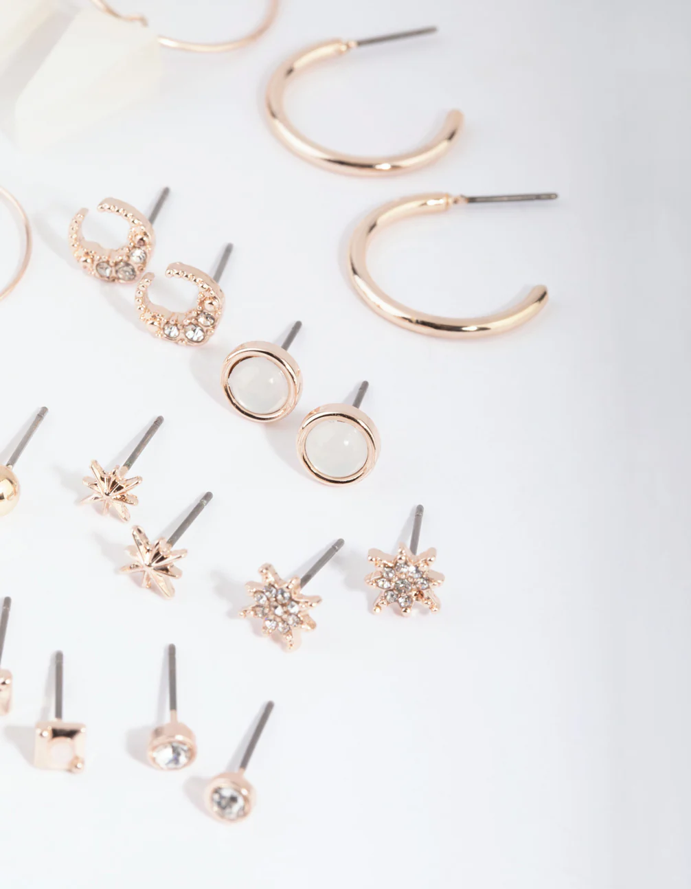 Rose Gold Star & Triangle Stud & Drop Earring 12-Pack - Image 2