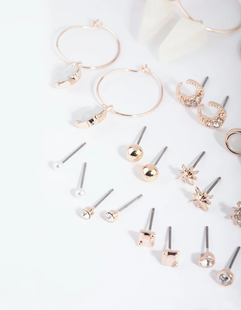 Rose Gold Star & Triangle Stud & Drop Earring 12-Pack - Image 3
