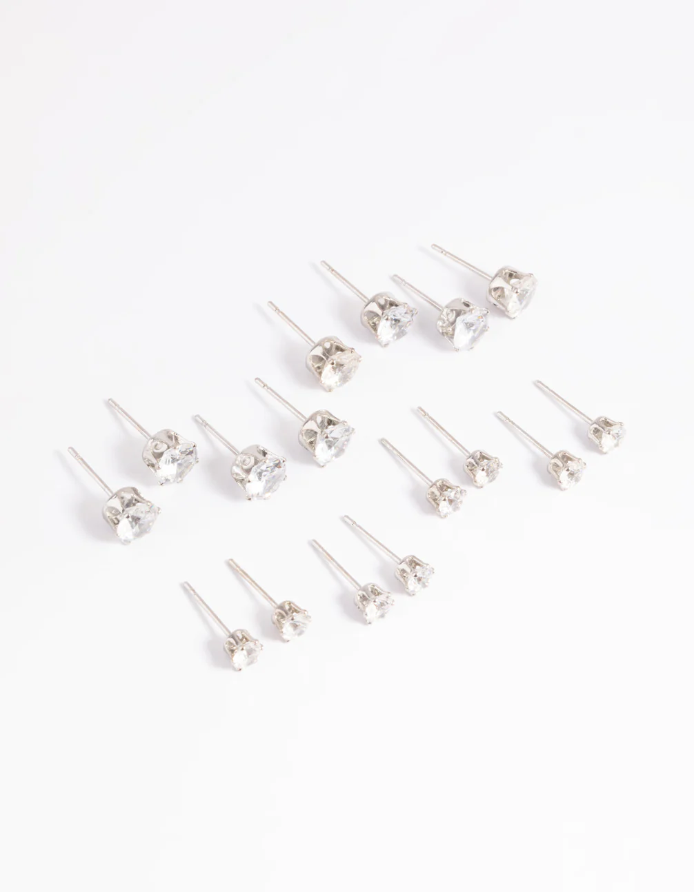 Silver Diamante Classic Stud Earring 8-Pack - Image 2