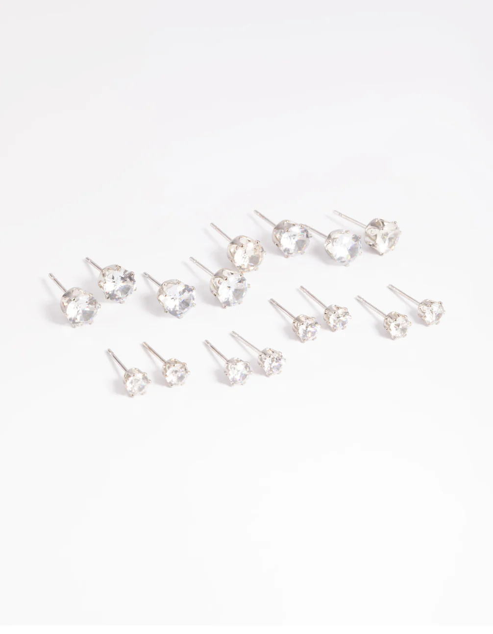 Silver Diamante Classic Stud Earring 8-Pack - Image 3