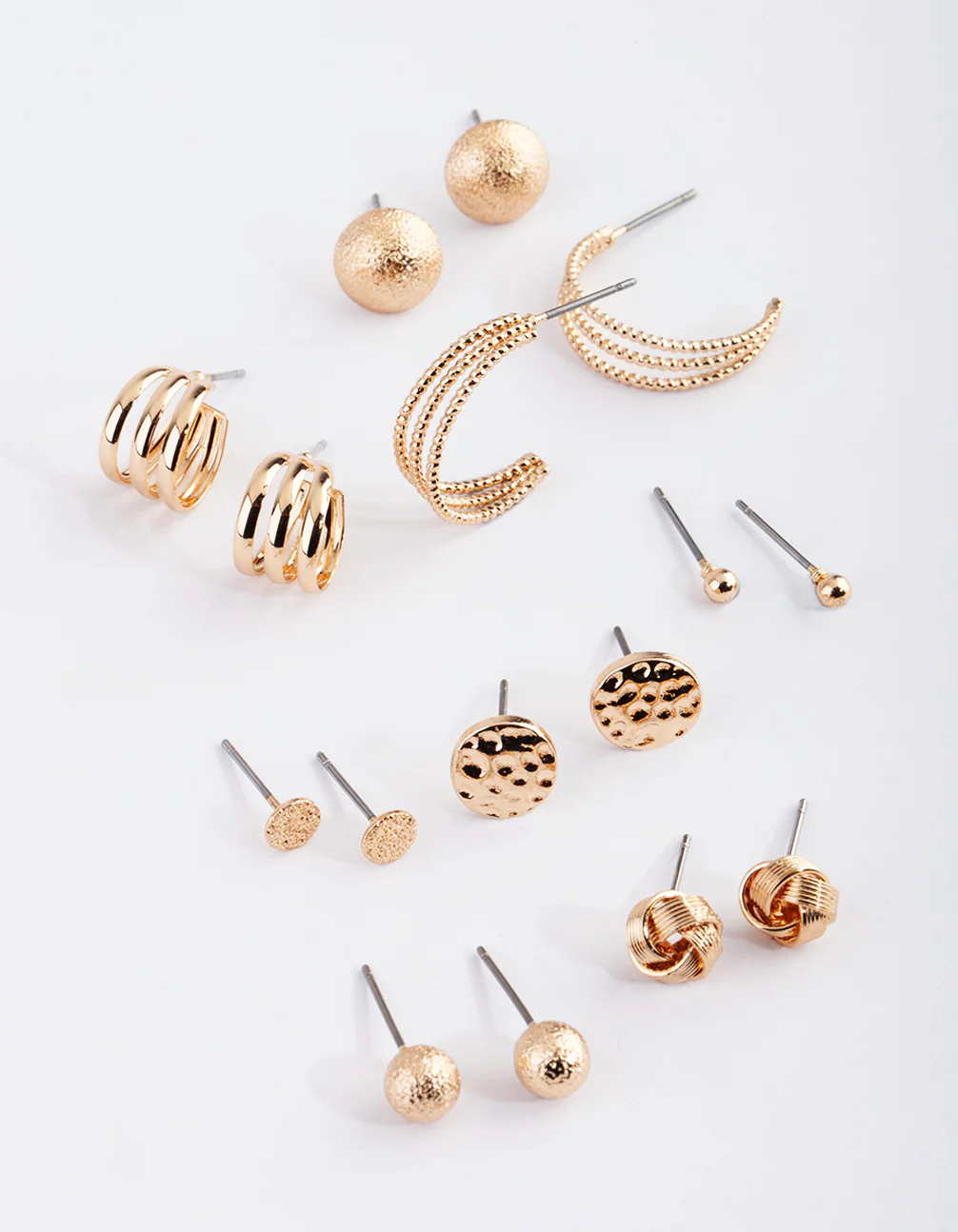 Gold Classic Stud & Huggie Earring 8-Pack - Image 2