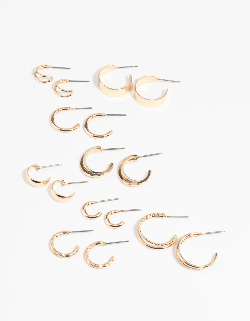 Gold Simple Hoop Earring 8-Pack - Image 2