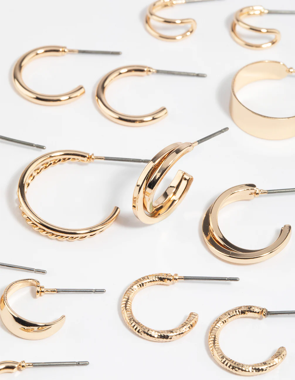 Gold Simple Hoop Earring 8-Pack - Image 3