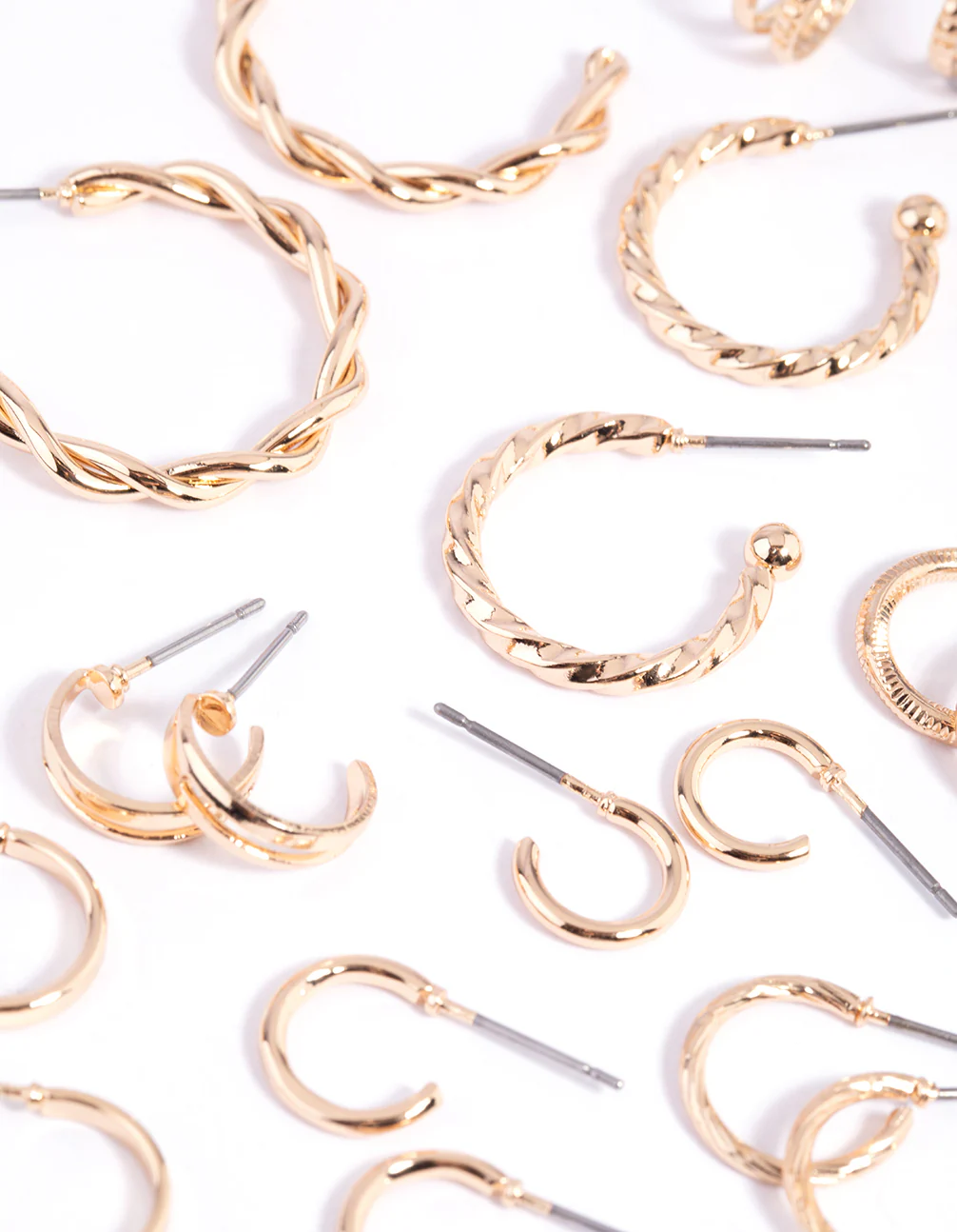 Gold Twisted Hoop Earring 12-Pack - Image 2